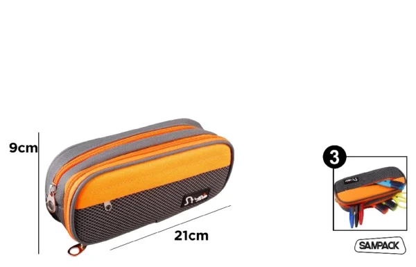 TROUSSE BICOLORE AVEC 3 FERMETURES ORANG