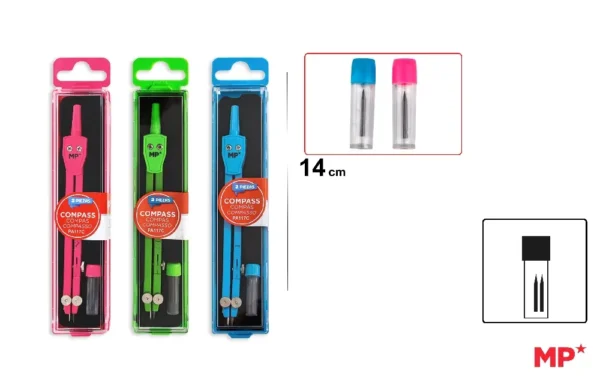 COMPAS BASIQUE COLORÉ AVEC RECHARGE DE M