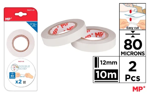 RUBAN ADHÉSIF DOUBLE FACE 80 MICRONS 12.