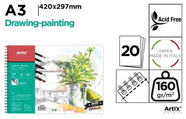 Block DE DESSIN-PEINTURE 160 g/m² 20 FEU