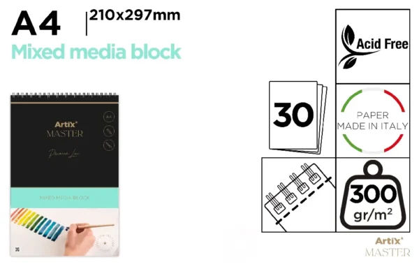 BLOC MULTI-TECHNIQUES MIXTE 300 g/m² A4.