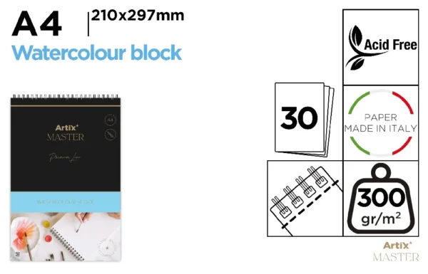 Block AQUARELLE 300 g A4 30 FEUILLES.