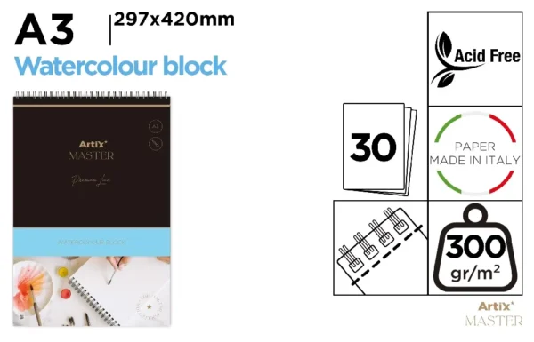 Block AQUARELLE 300 g A3 30 FEUILLES.