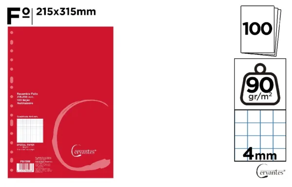 RECHARGES Fº 90 g/m² 100 FEUILLES