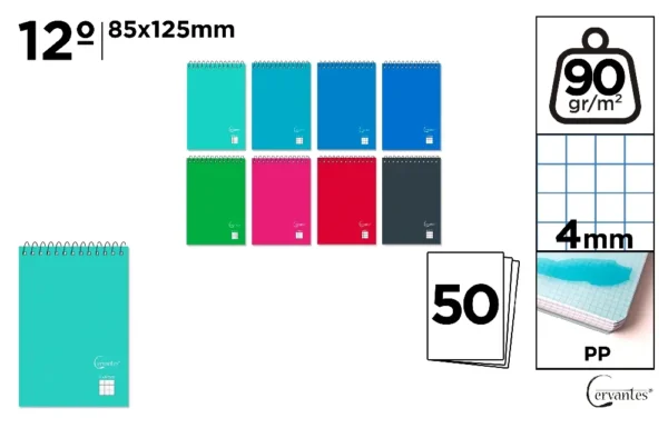 BLOC DE NOTES PP 12º 50 FEUILLES À CARRE