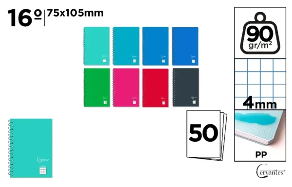 BLOC DE NOTES PP 16º 50 FEUILLES À CARRE