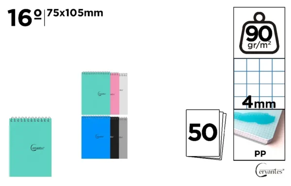 BLOC DE NOTES PP 16º 50 FEUILLES À CARRE