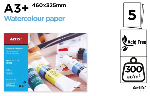 PAPIER AQUARELLE 5 FEUILLES A3+ 46 x 32,