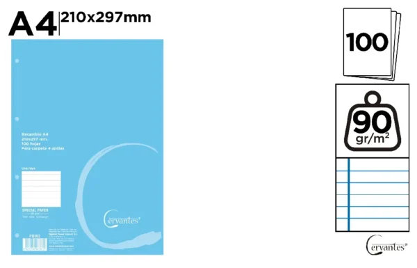 RECHARGES LIGNÉES A4 90 g/m² 100 FEUILLE