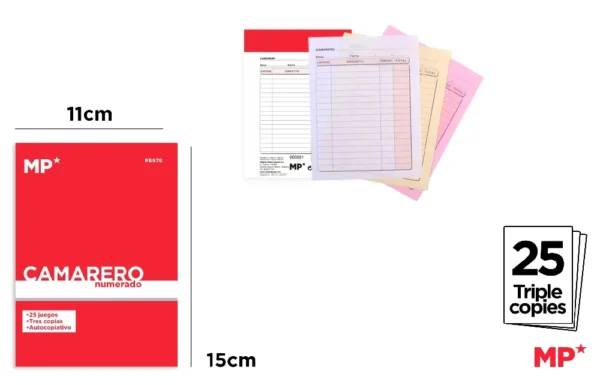 CARNET DE COMMANDES POUR SERVEURS 15 x 1