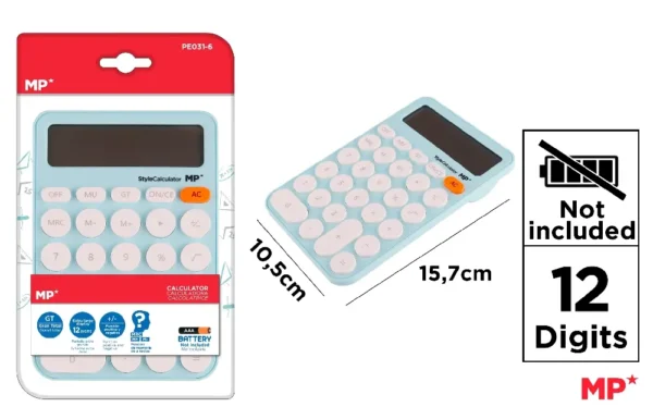 CALCULATRICE DE BUREAU À PILES CÉLESTE.