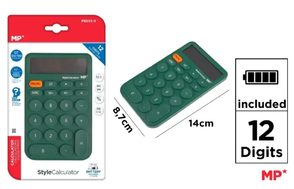 CALCULATRICE DE BUREAU À PILES NOIRE.