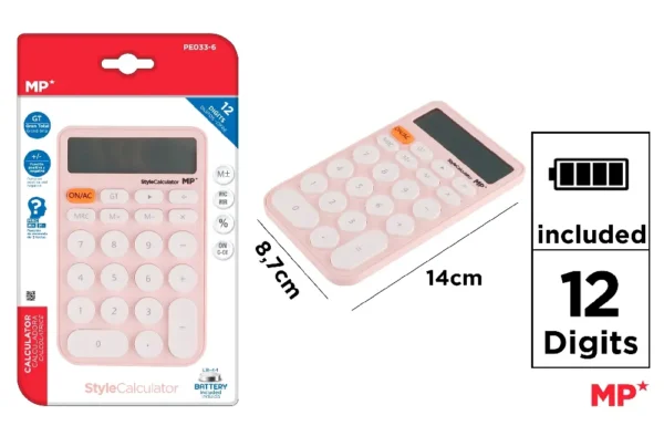 CALCULATRICE DE BUREAU À PILES ROSE.