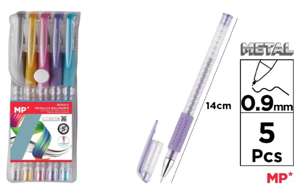 STYLOS MÉTALLIQUES 5 COULEURS.