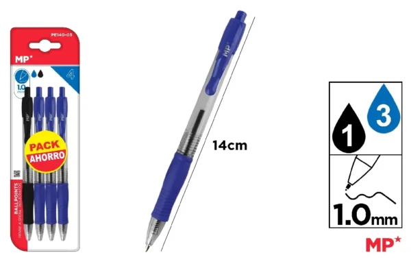 STYLOS POINTE 1,0 mm 4 Unités.