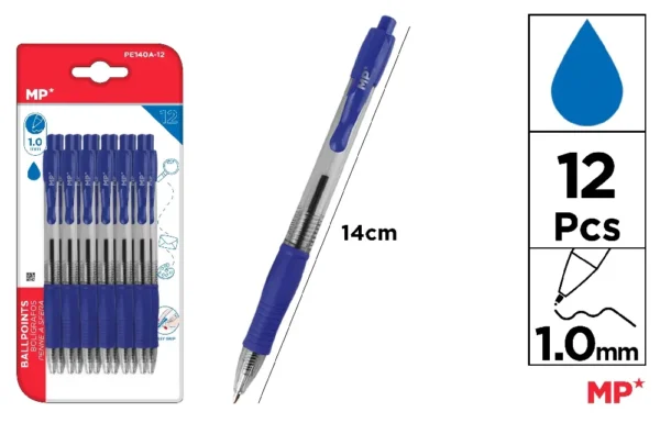 STYLOS BLEU POINTE 1,0 mm 12 Unités.