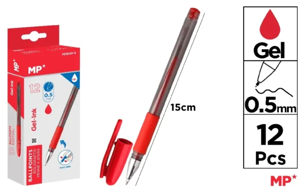 STYLOS GEL ROUGE POINTE 0,5 mm.