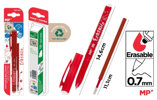 STYLO EFFAÇABLE ROUGE + RECHARGE