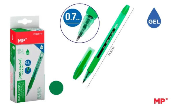 STYLO À ENCRE GEL POINTE 0.7 mm VERT.