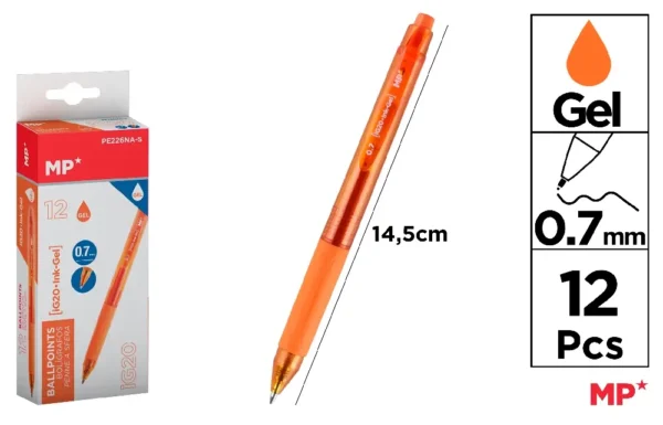 STYLO À ENCRE GEL POINTE 0.7 mm ORANGE.