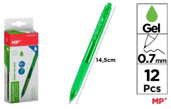 STYLO À ENCRE GEL POINTE 0.7 mm VERT CLA