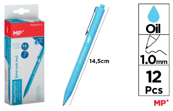 STYLO ENCRE A L HUILE 1.0 mm BLEU CLAIR.