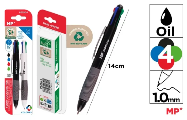 STYLO 4 COULEURS 1,0 mm 2 Unités