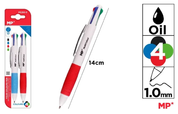 STYLO 4 COULEURS 1,0 mm 2 Unités.