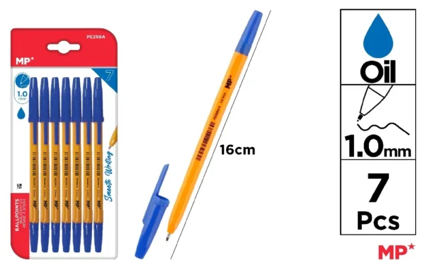 STYLO SOFT POINTE 1,0 mm 7 Unités BLEU.