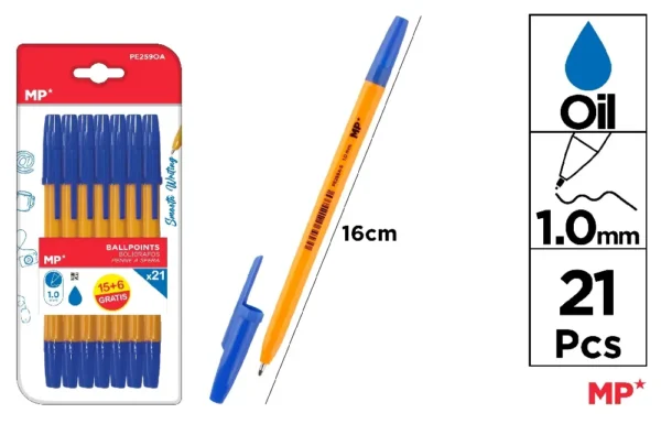 STYLO SOFT POINTE 1,0 mm 21 Unités BLEU.