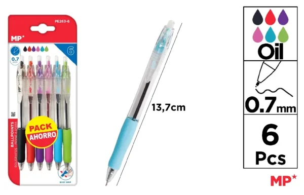 STYLO SOFT POINTE 0,7 mm 6 Unités.