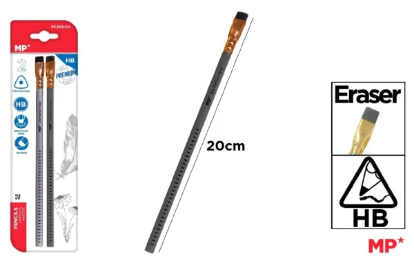 CRAYON GRIP PREMIUM AVEC GOMME 2 Unités.