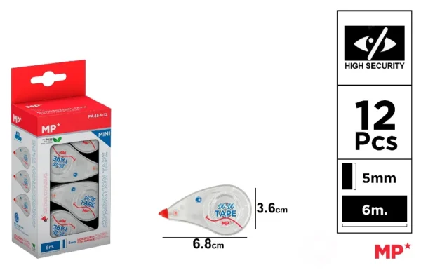 RUBAN CORRECTEUR 5 mm x 6 m 12 Unités.