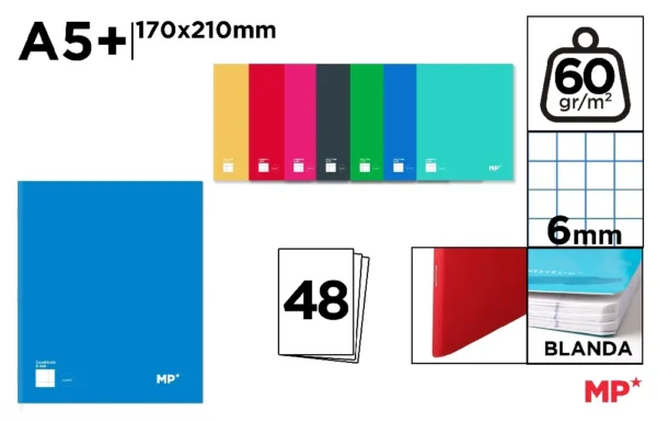 CAHIER AGRAFÉ 4º 48 FEUILLES 60 g/m² 6 x