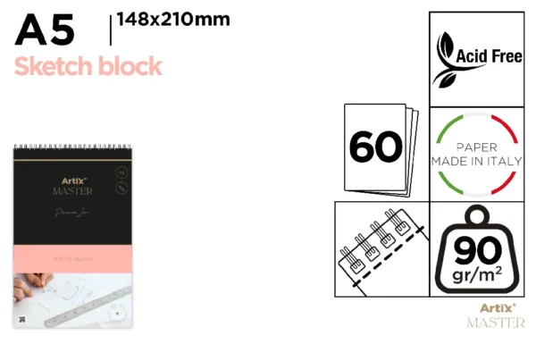 BLOC CROQUIS ART SKETCH 90 g A5 60 FEUIL