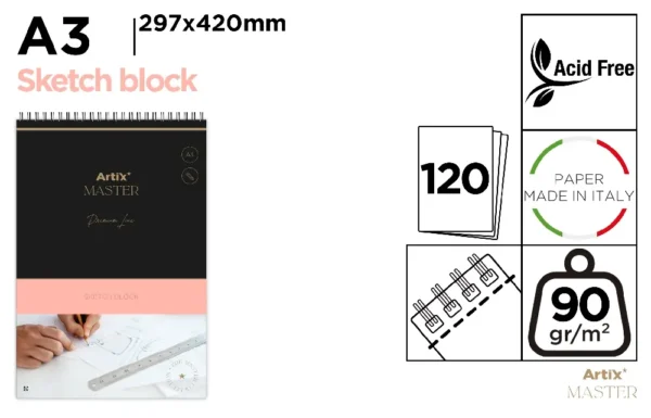 BLOC CROQUIS ART SKETCH 90 g/m² A3 120 F