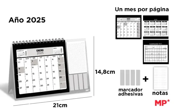 CALENDRIER DE BUREAU 2025 VUE MENSUELLE