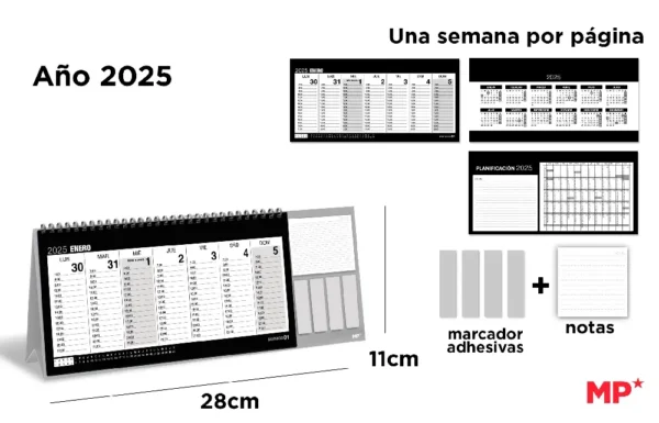 CALENDRIER DE BUREAU 2025 SV 28*11 NOIR