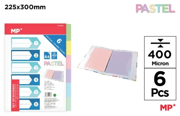 INTERCALAIRES 6 COULEURS PASTEL A4