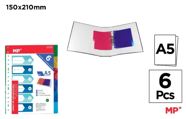 INTERCALAIRES 6 COULEURS A5