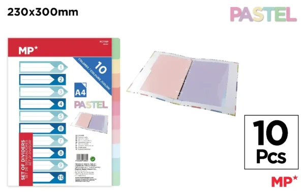 INTERCALAIRES 10 COULEURS PASTEL A4