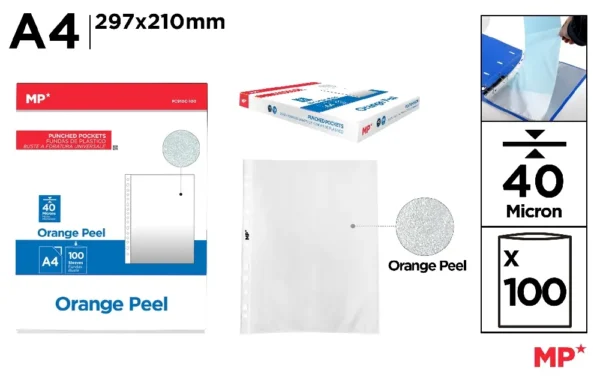 POCHETTES PERFORÉE A4 80 MICRONS 100Unit