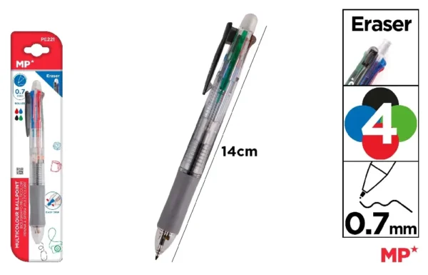 STYLO BILLE 4 COULEURS ET PORTE-MINE 0,5