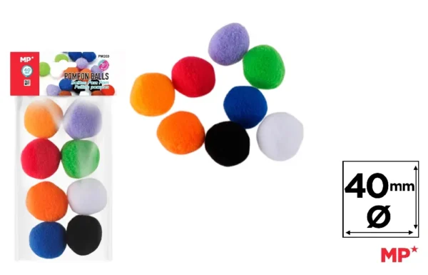 BOULE POMPON DE COULEURS ASSORTIES 4 cm.