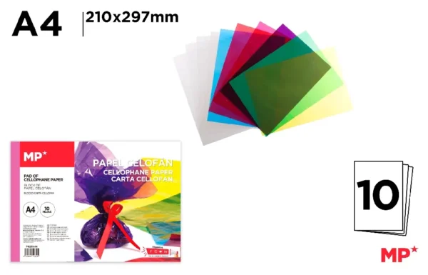 BLOC DE PAPIER CELLOPHANE A4 10 FEUILLES