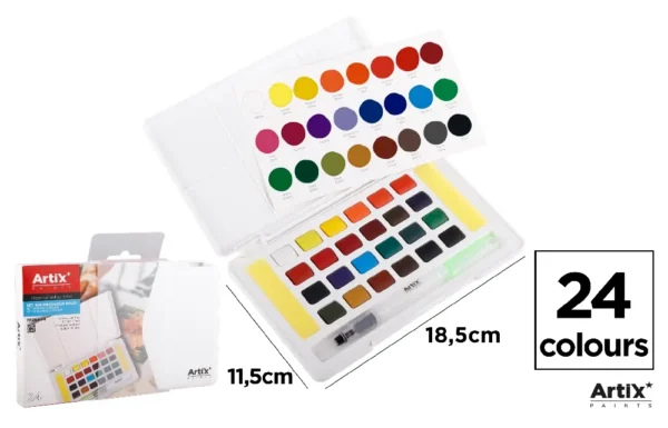 PEINTURE AQUARELLE SOLIDE 24 COULEURS.