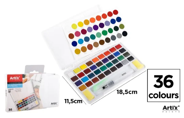 PEINTURE AQUARELLE SOLIDE 36 COULEURS.