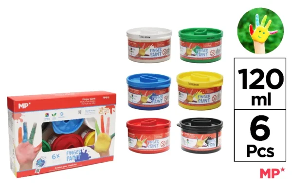 PEINTURE À DOIGTS 120 ml 6 COULEURS ASSO