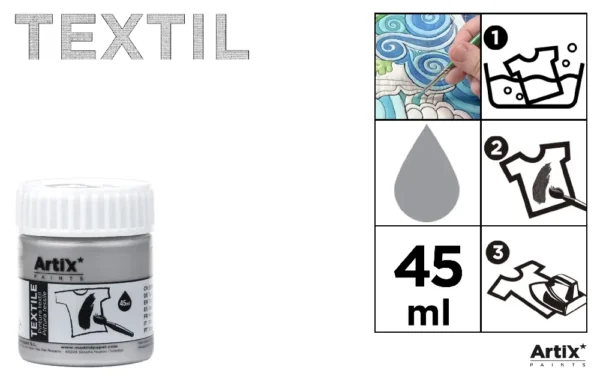 PEINTURE TEXTILE ARGENT MÉTALLIQUE 45 ml