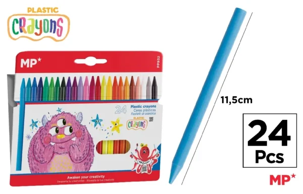 CRAYONS DE CIRE PLASTIQUE ENFANTS 24 Uni